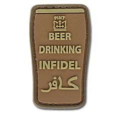 Nášivka na suchý zip 4TAC Beer Drinking Infidel - Brown / 30x50mm